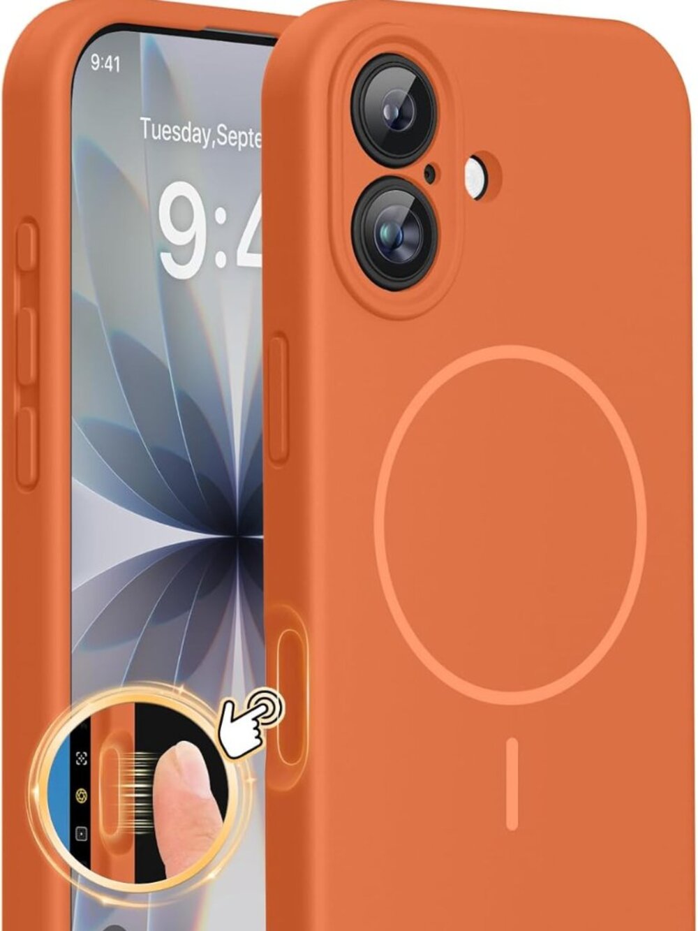 Miracase iPhone 17 Magnetic Case MagSafe Shockproof Camera Control Orange